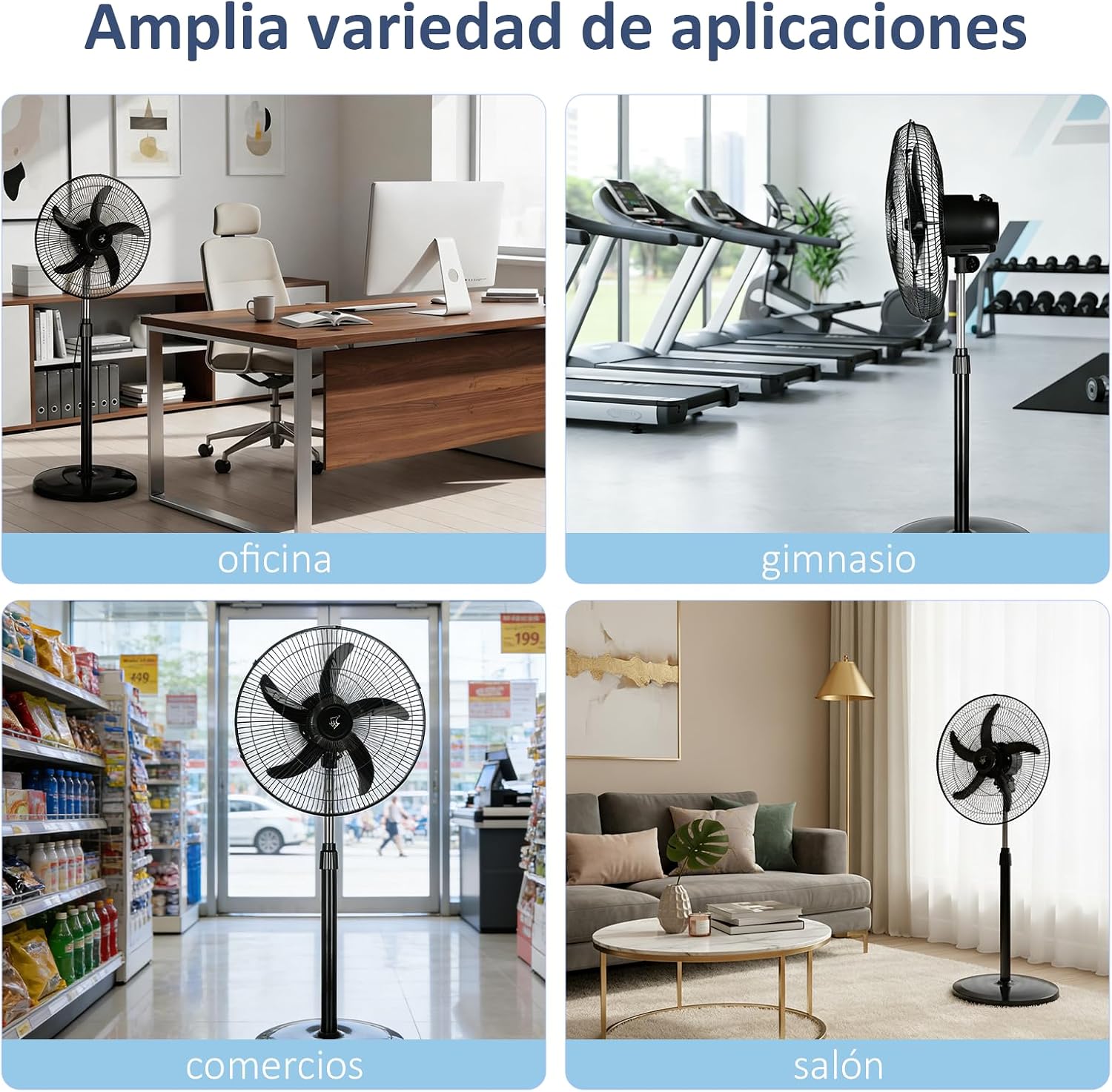 Detalle de Lirixia Ventilador de Pie Potente 75W, 18" con Altura Regulable y Oscilación 120°