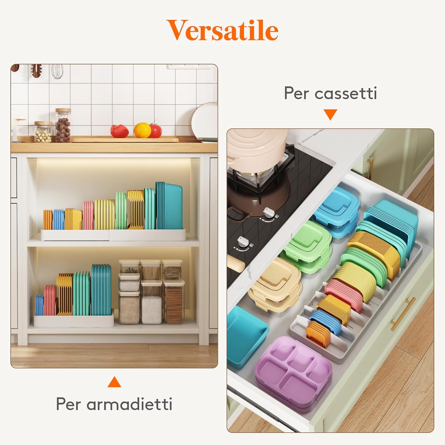 Thumbnail 6 de Lifewit Porta Coperchi Espandibile 34-62 cm | Organizer per Cassetto con 8 Divisori Regolabili