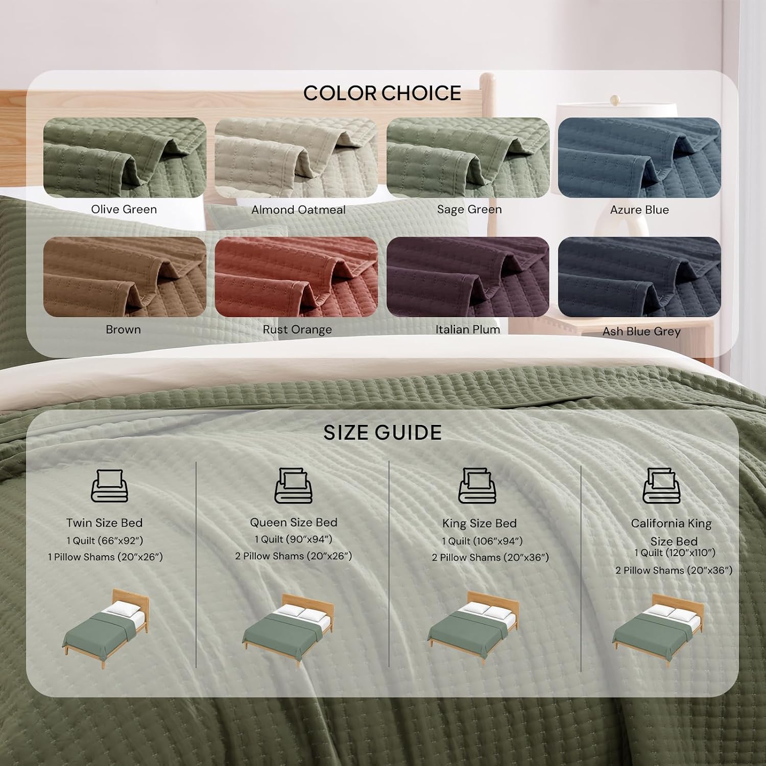 Thumbnail 6 de WRENSONGE White Quilt Set Queen Size - 3 Pieces Lightweight Coverlet, Soft & Breathable All-Season Bedding