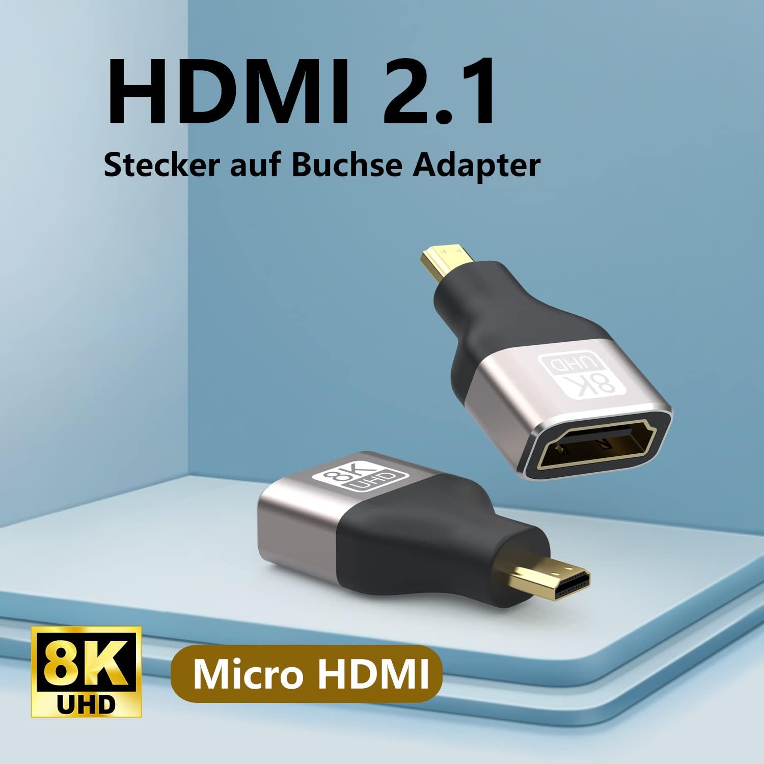 Thumbnail 1 de VMOJO Micro‑HDMI auf HDMI 2.1 Adapter (2er‑Set) für 8K@60Hz, 4K@144Hz und 3D‑Videos
