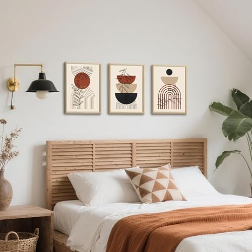 Thumbnail 3 de 3 Pcs Boho Beige Cuadros con Marco (30x40 cm) – Conjunto Moderno Geométrico para Salón