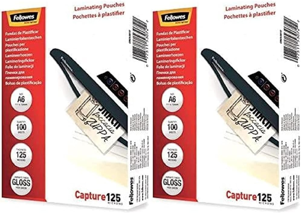 Detalle de Fellowes 100 pochettes plastification A6 – finition brillante, 125 μm (2 x 125 μm)