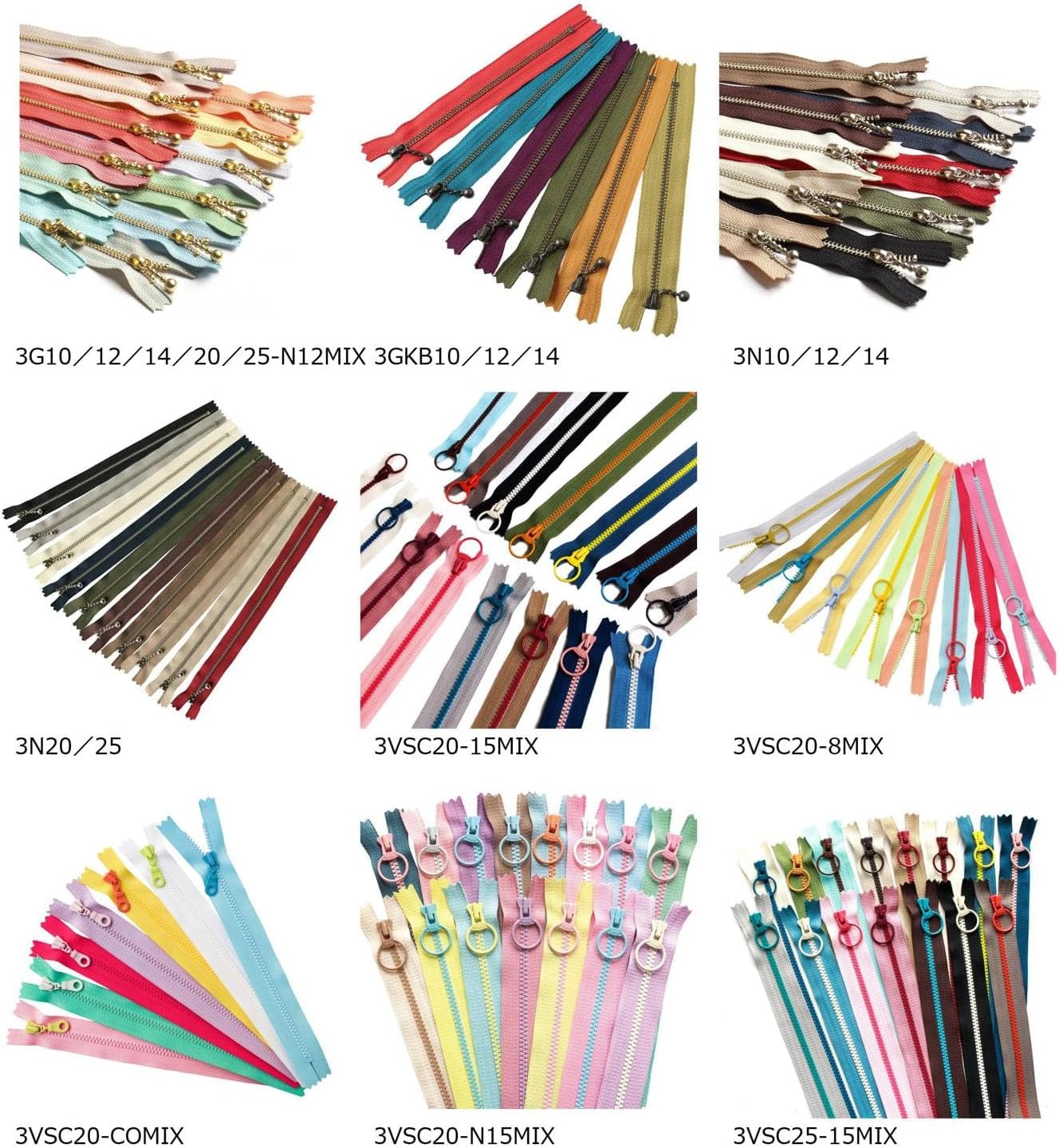 Thumbnail 5 de YKK 3CF20-COMIX-2 ポーチ用ファスナー 20cm・ミルキー系5色各1本セット