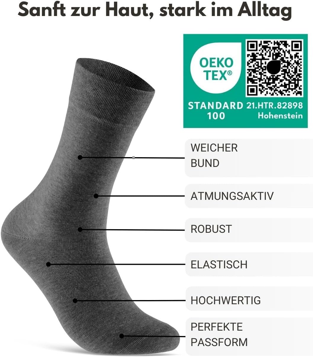 Detalle 2 de 10 Paar Socken Herren Damen Business Baumwolle