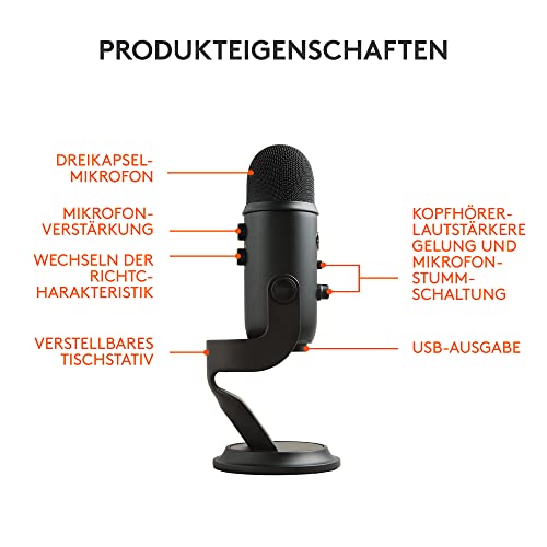 Thumbnail 7 de Logitech G Blue Yeti USB-Mikrofon für Aufnahmen, Streaming, Gaming