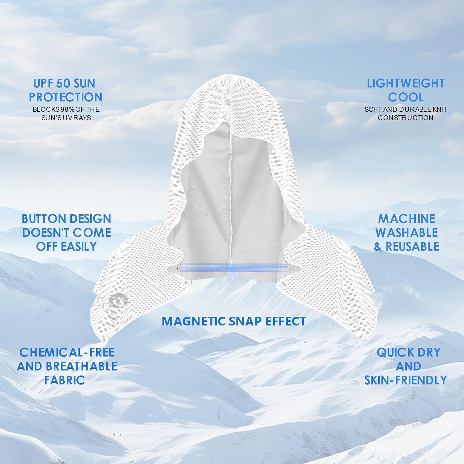 Detalle de CSITE 3-Pack Cooling Hoodie Towels: Instant Cooling, UPF 50 Sun Protection, and Portable for Outdoor Activity