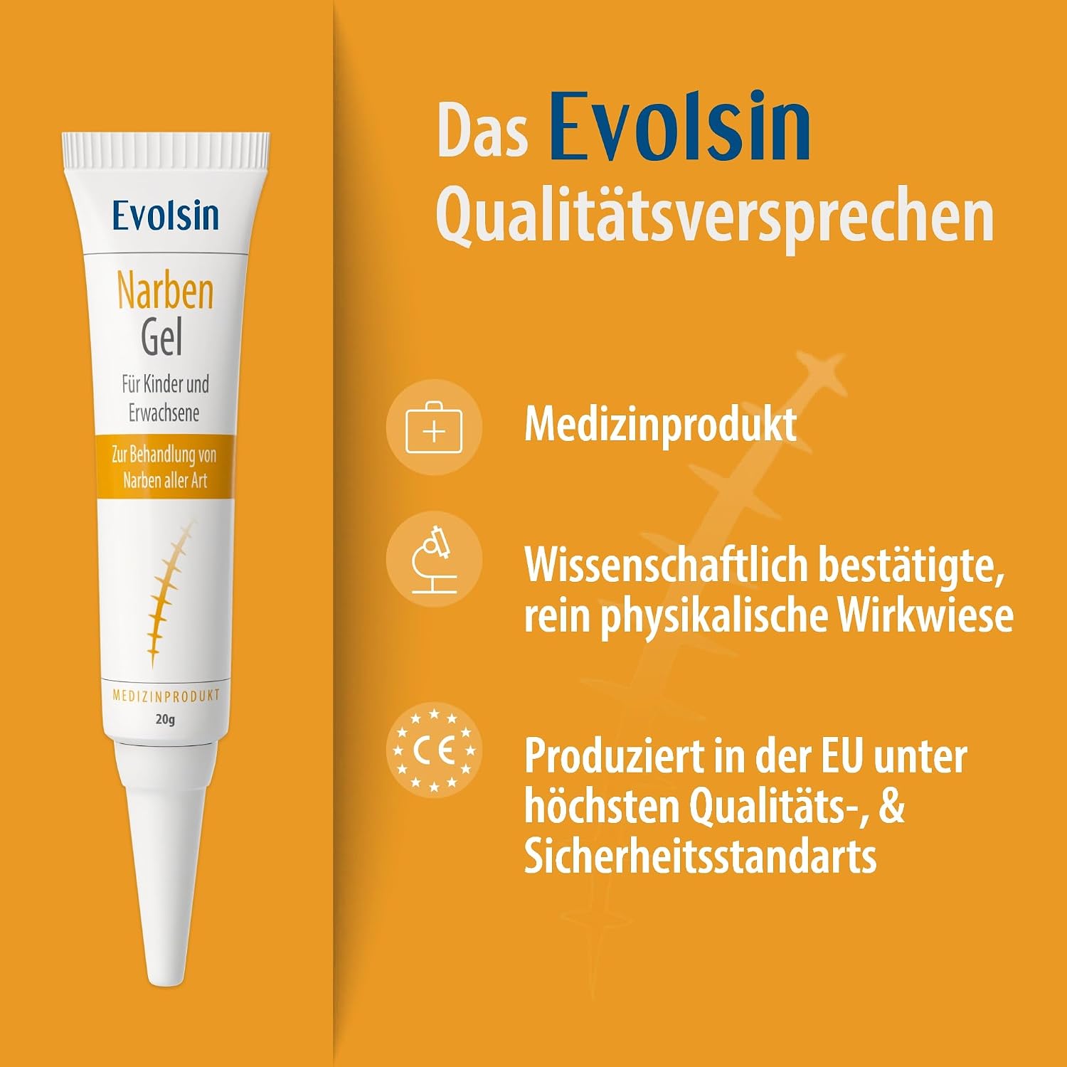 Detalle de Evolsin® Narbengel für Kinder & Erwachsene – Narbensalbe gegen Juckreiz & Gewebespannung (20 g)