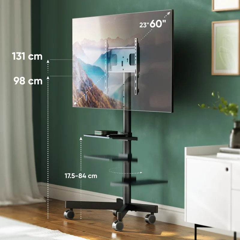 Thumbnail 3 de Onkron TS1137-B: Soporte TV de Pie con Ruedas para pantallas 23"–60" (hasta 40 kg) y montaje VESA 100x100 a 400x400