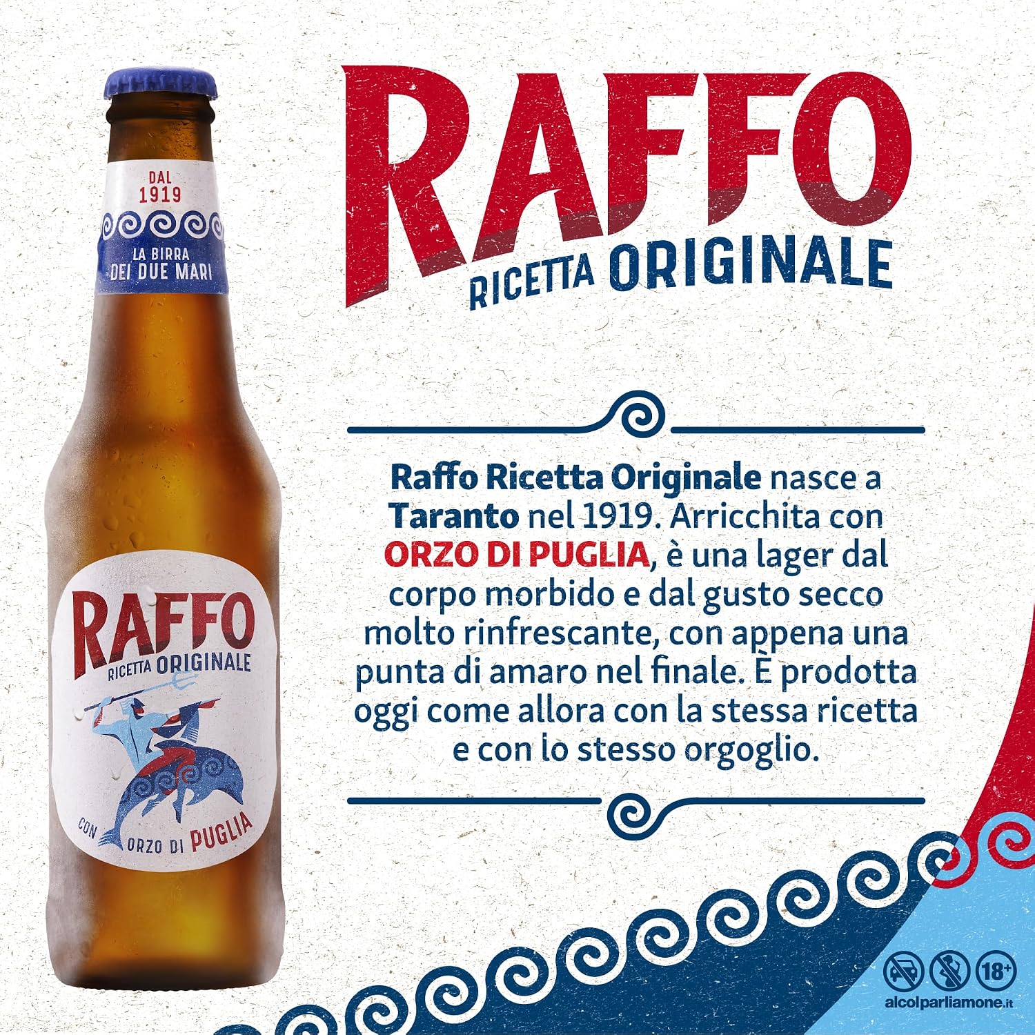 Detalle 2 de Raffo Ricetta Originale Cassa Birra Lager 24 x 33 cl — gusto secco, leggermente amaro
