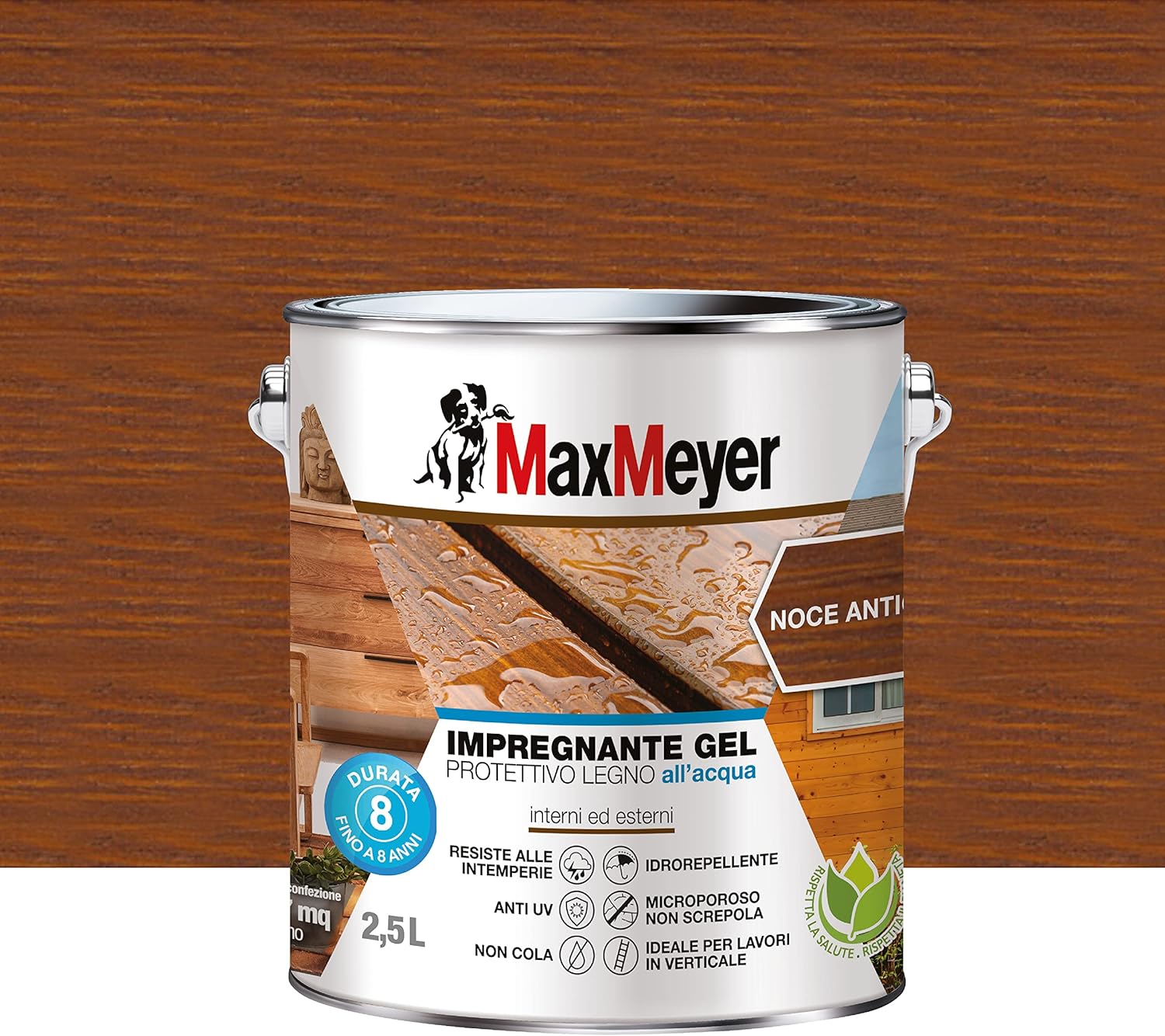 Thumbnail 1 de MAXMEYER Impregnante Gel Acqua Noce Antico 2,5 L – protezione idrorepellente senza gocciolamento