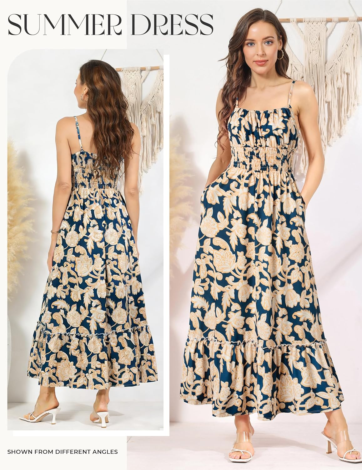 Thumbnail 2 de Grace Karin Smocked Floral Maxi Dress