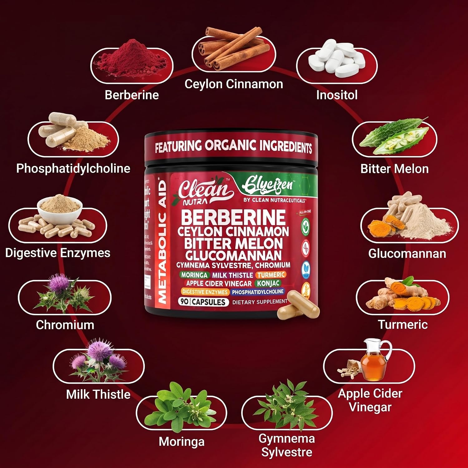 Detalle 2 de Clean Nutra Berberine Supplement, 90 Capsules
