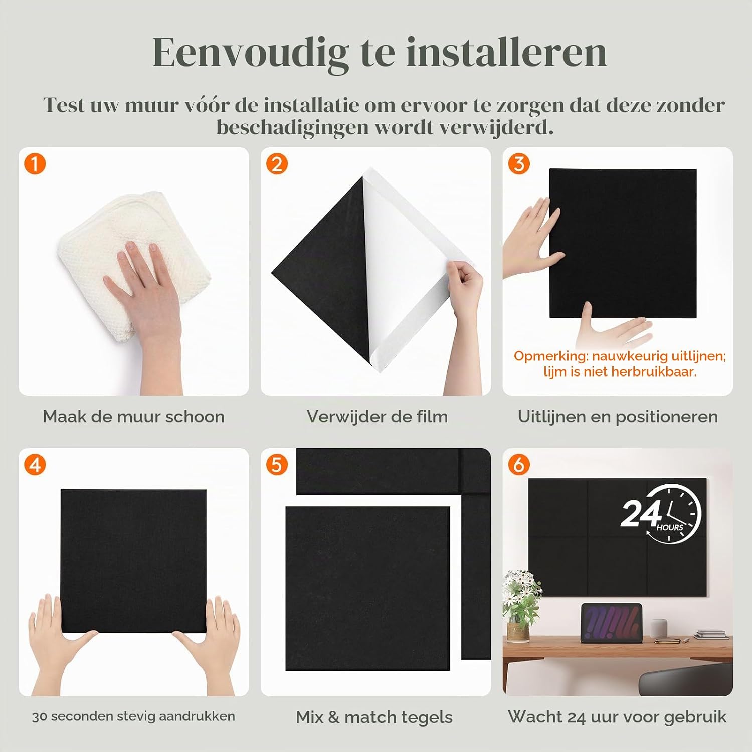 Thumbnail 6 de Lifewit 25131 vilten prikbord 90 x 60 cm, zelfklevend, diepzwart