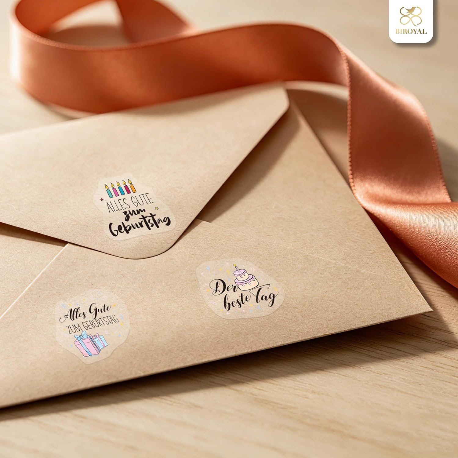 Detalle de BIROYAL 9 Blätter Sticker Geburtstag Set – Über 130 Sticker für Gästebuch, Fotoalbum und Karten