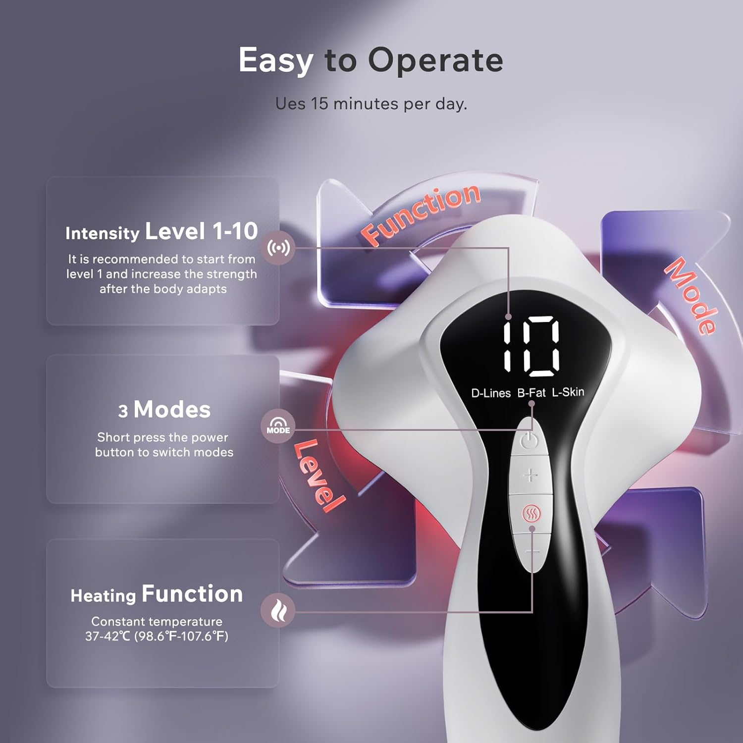 Detalle 2 de Oranmagic Body Sculpting Machine – Heating & Microcurrent cellulite and stretch mark massager (White)