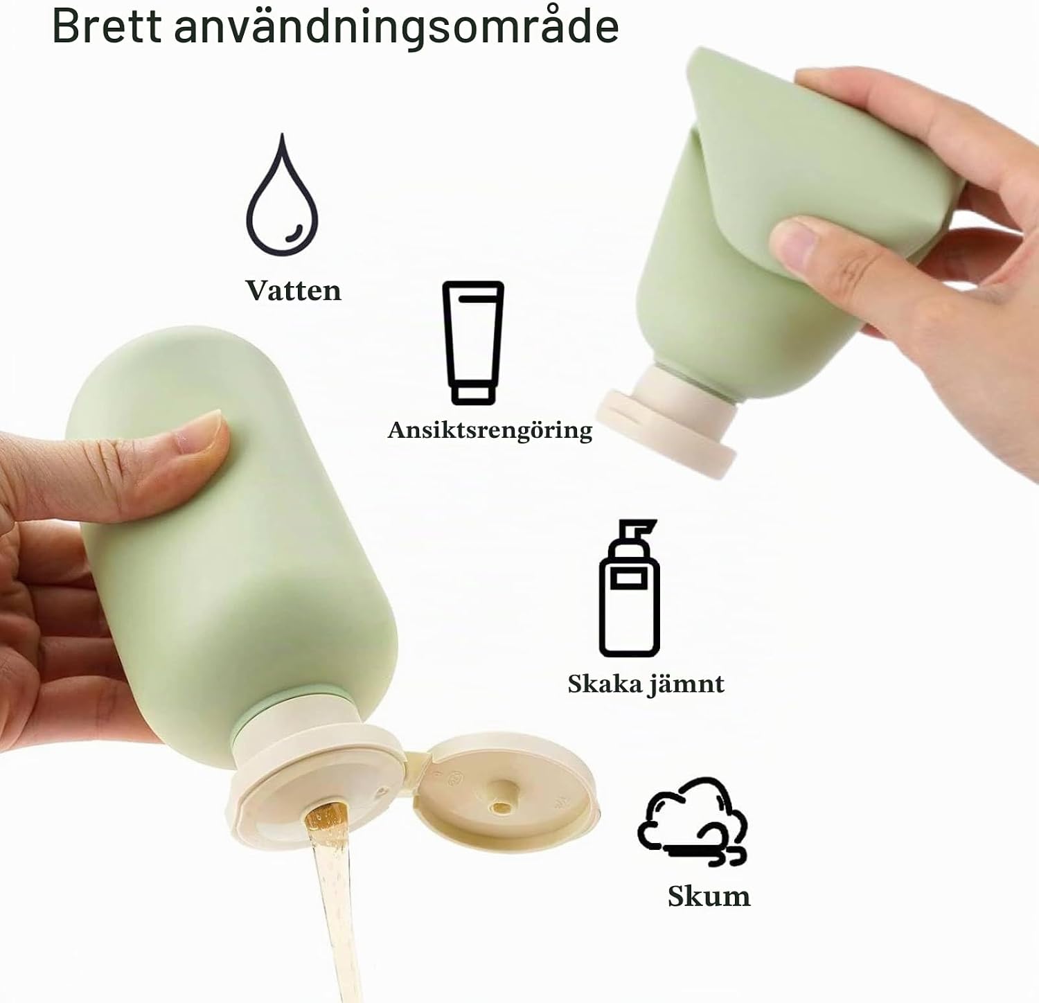 Thumbnail 2 de OMBRISA reseflaskor för toalettartiklar, 2 × 200 ml med pump och vipplock