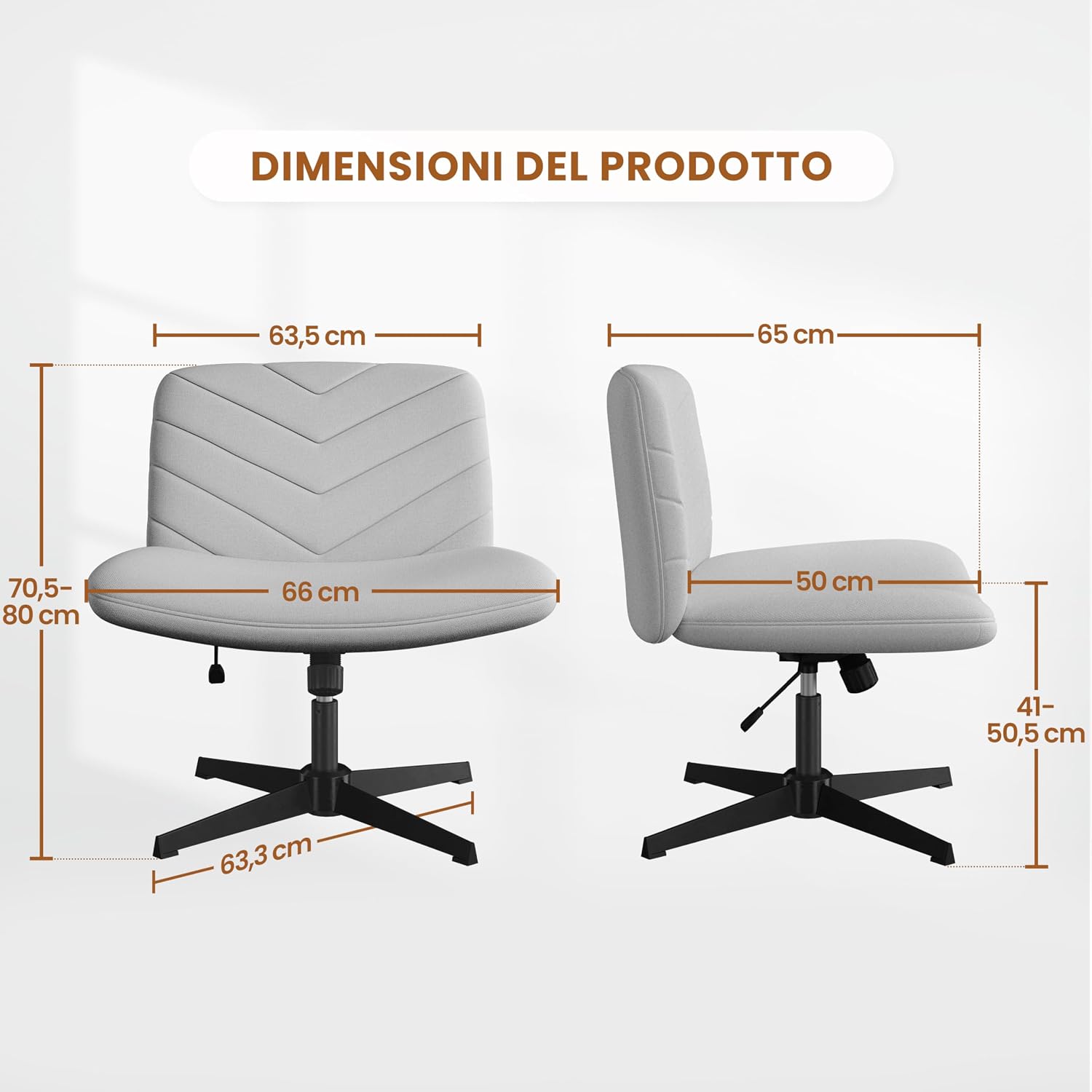 Thumbnail 2 de Yaheetech Sedia Ufficio Senza Braccioli – Seduta comoda, altezza regolabile, base in metallo robusta
