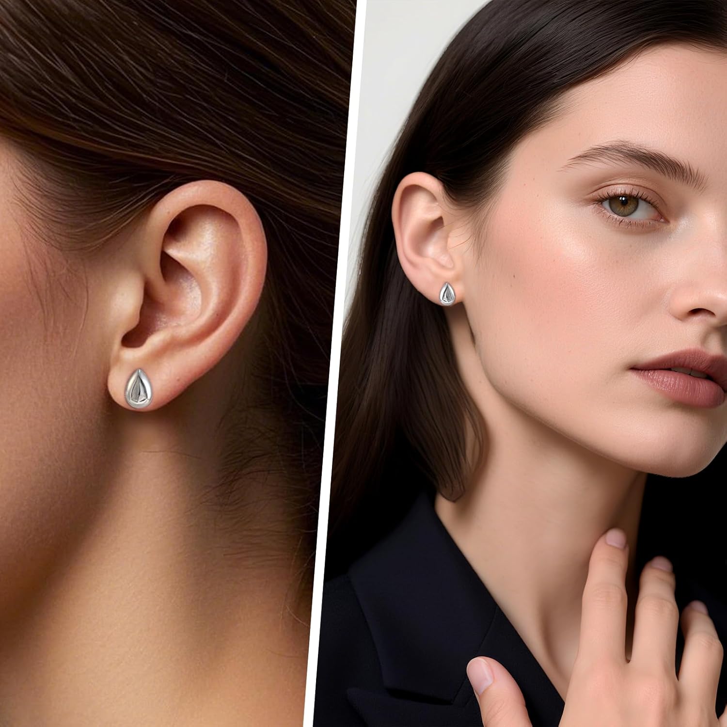 Thumbnail 1 de Weviway 925 Sterling Silver Teardrop Stud Earrings – Small, Lightweight Classic Design