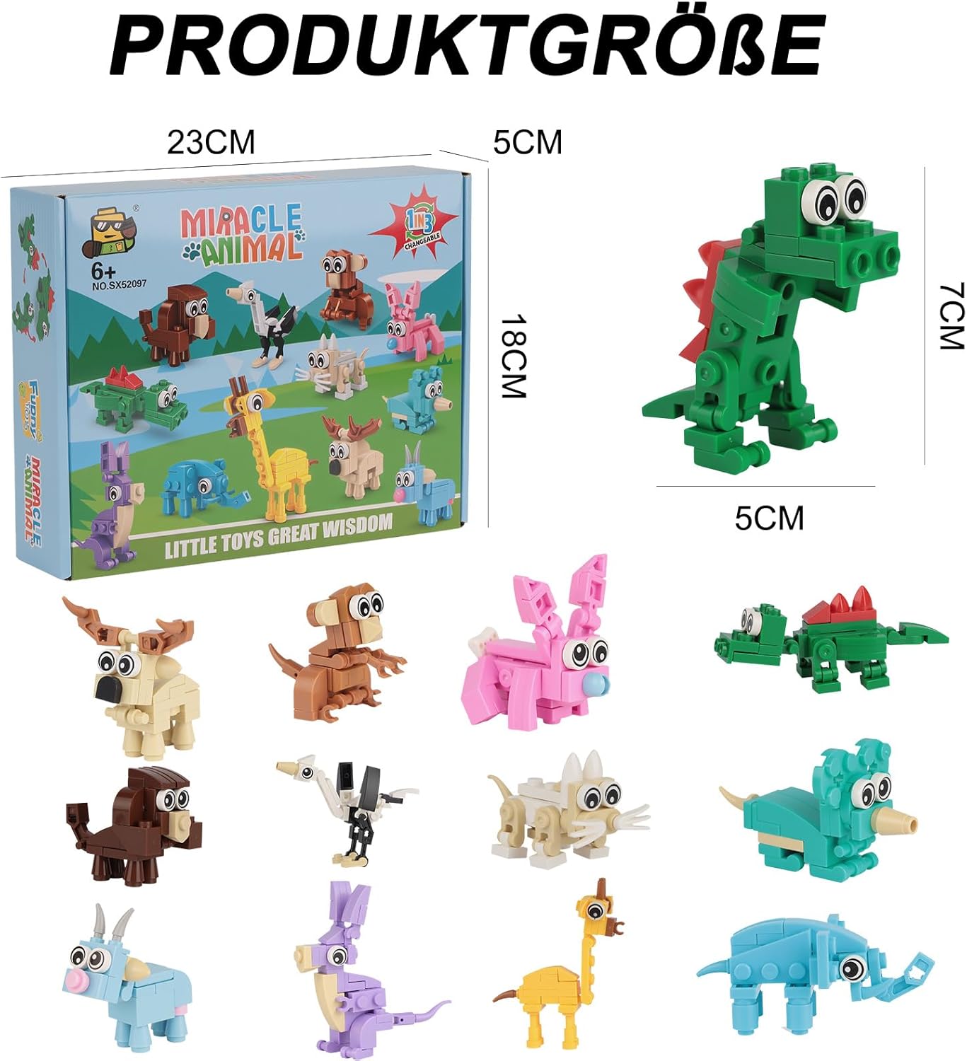 Thumbnail 1 de Lixstyea 12er Pack Mini Bausteine Tiere – 3-in-1 Tier-Konstruktionsspielzeug Set für Kinder ab 6 Jahren