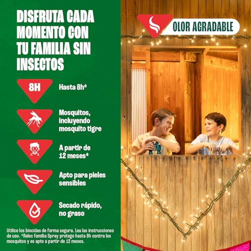 Detalle de Relec Familia Spray Antimosquitos 100 ml: protección duradera para toda la familia