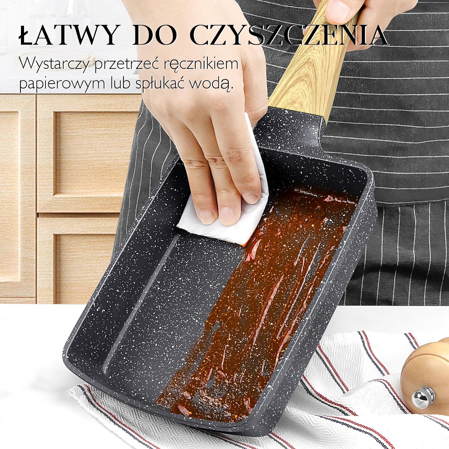 Detalle 2 de GiPP G1-U-Ski-34-BE – patelnia do tamagoyaki 18 × 13 cm, czarna