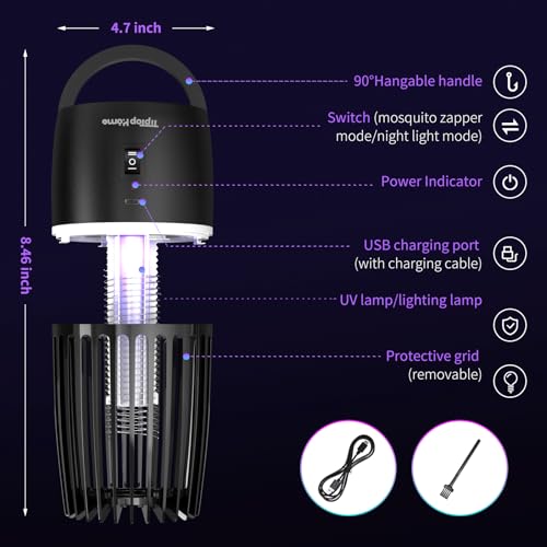 Thumbnail 7 de Tiptop Home Electric Fly Catcher: Portable 2-in-1 Mosquito Killer with UV Lamp and Lighting, 360° Indoor/Outdoor Use