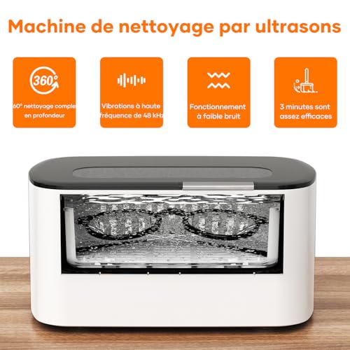 Detalle de KECOOLKE Nettoyeur à ultrasons 600 mL, 48 kHz, cuve en acier inoxydable