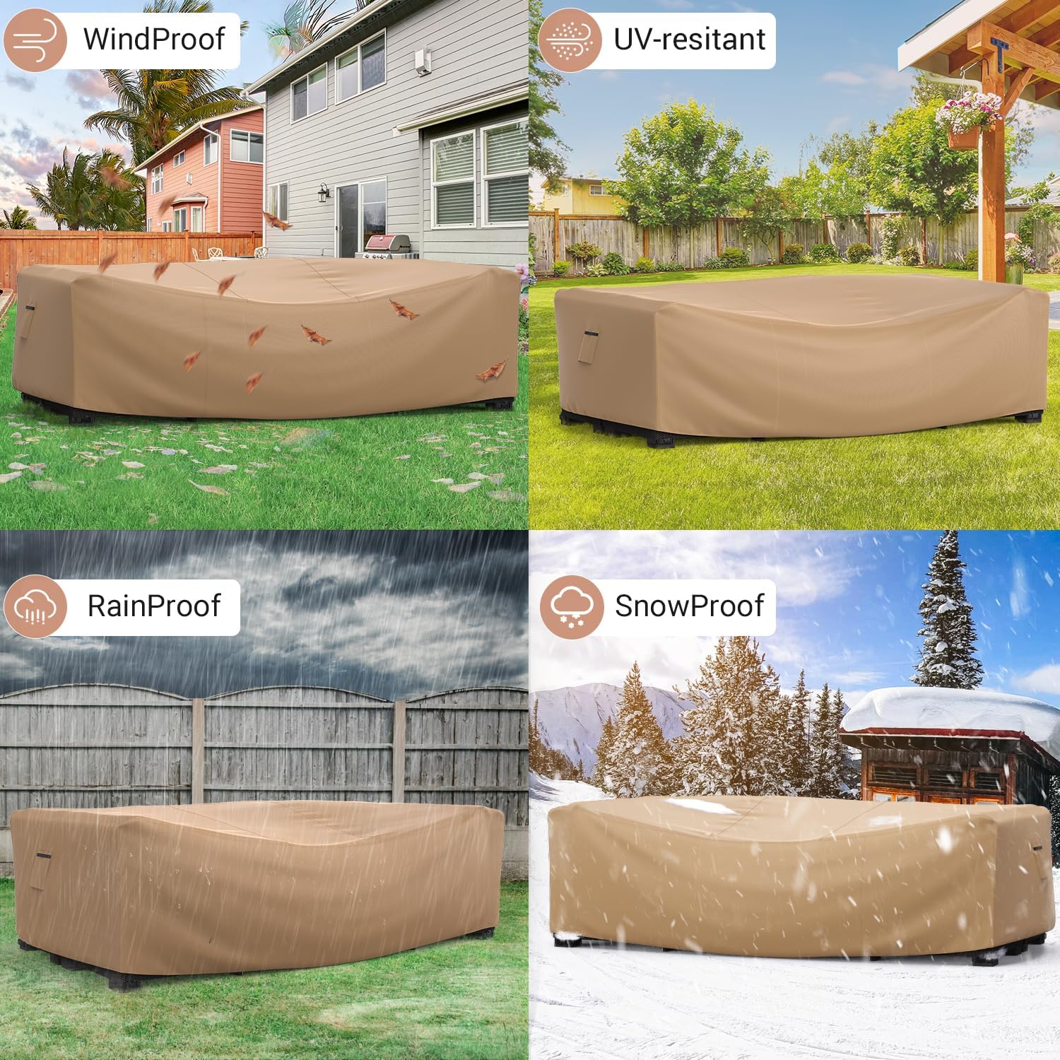Detalle de Mrrihand Patio Furniture Cover 108"L x 82"W x 28"H