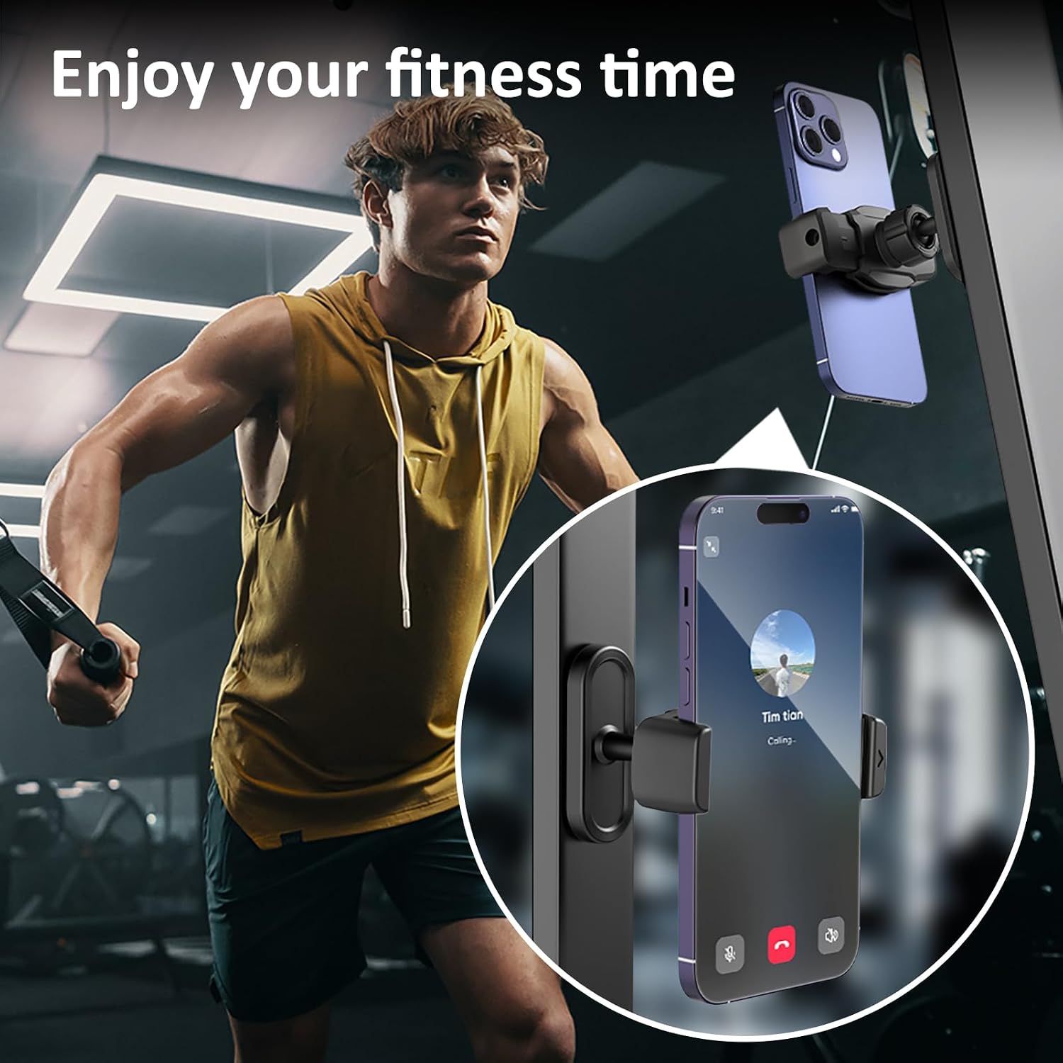 Detalle 2 de FungSun Magnetic Gym Phone Holder 360° Adjustable — Secure Phone Mount for 4.7–6.5" Screens