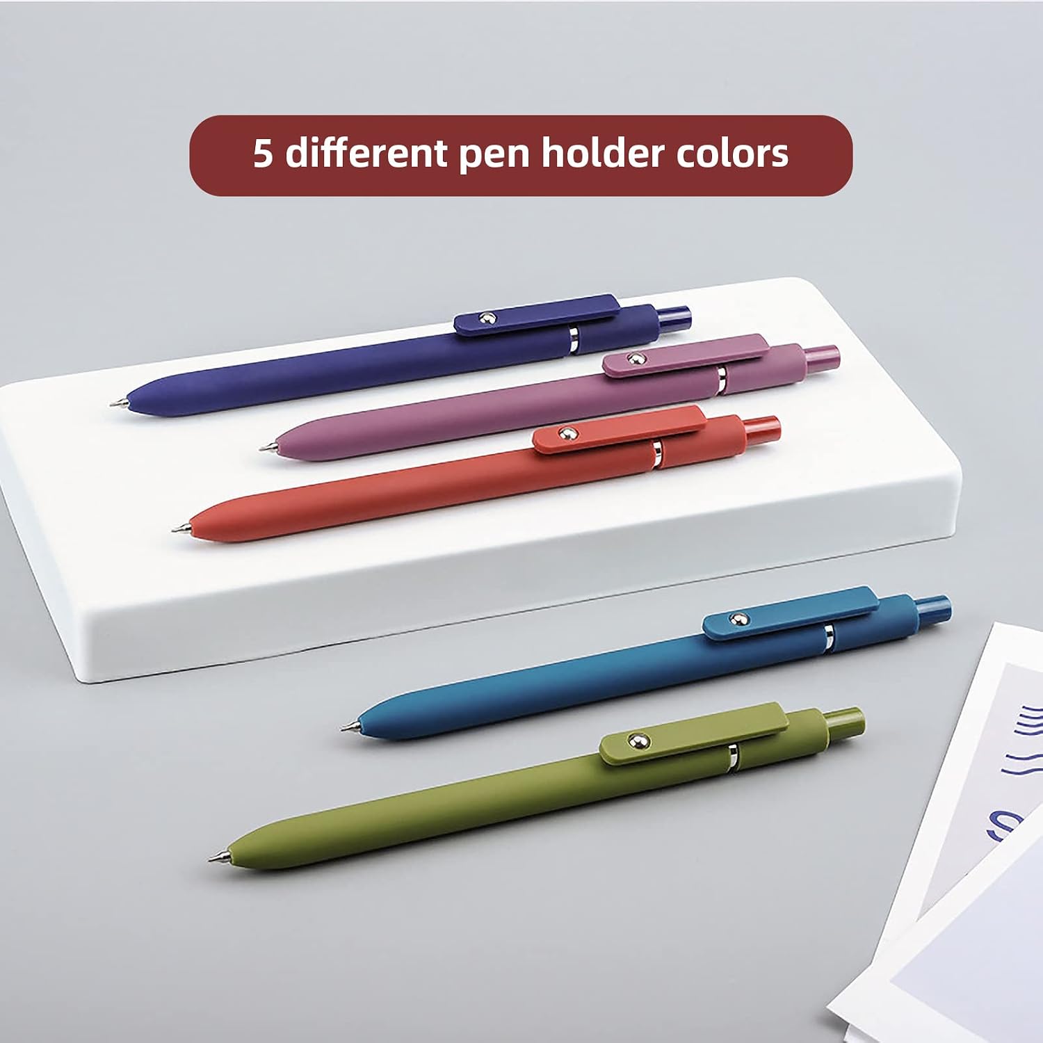 Detalle de YOXMJDB Model 1 Gel Pens, 0.5 mm Black Ink, Retractable Soft-Grip, 5-Pack