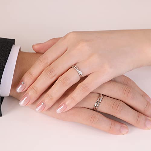 Detalle de Meissa Anelli di coppia intrecciati in argento sterling 925 – Anelli regolabili, fidanzamento/anniversario