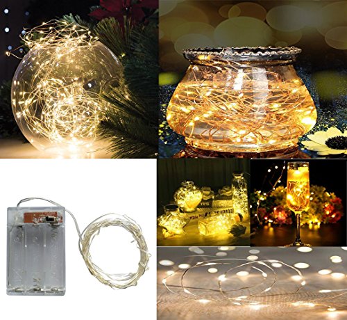 Thumbnail 1 de BXROIU 2 x Guirnalda Luces a Pilas (5 m, 50 LED, Alambre Plateado) – iluminación versátil para interiores