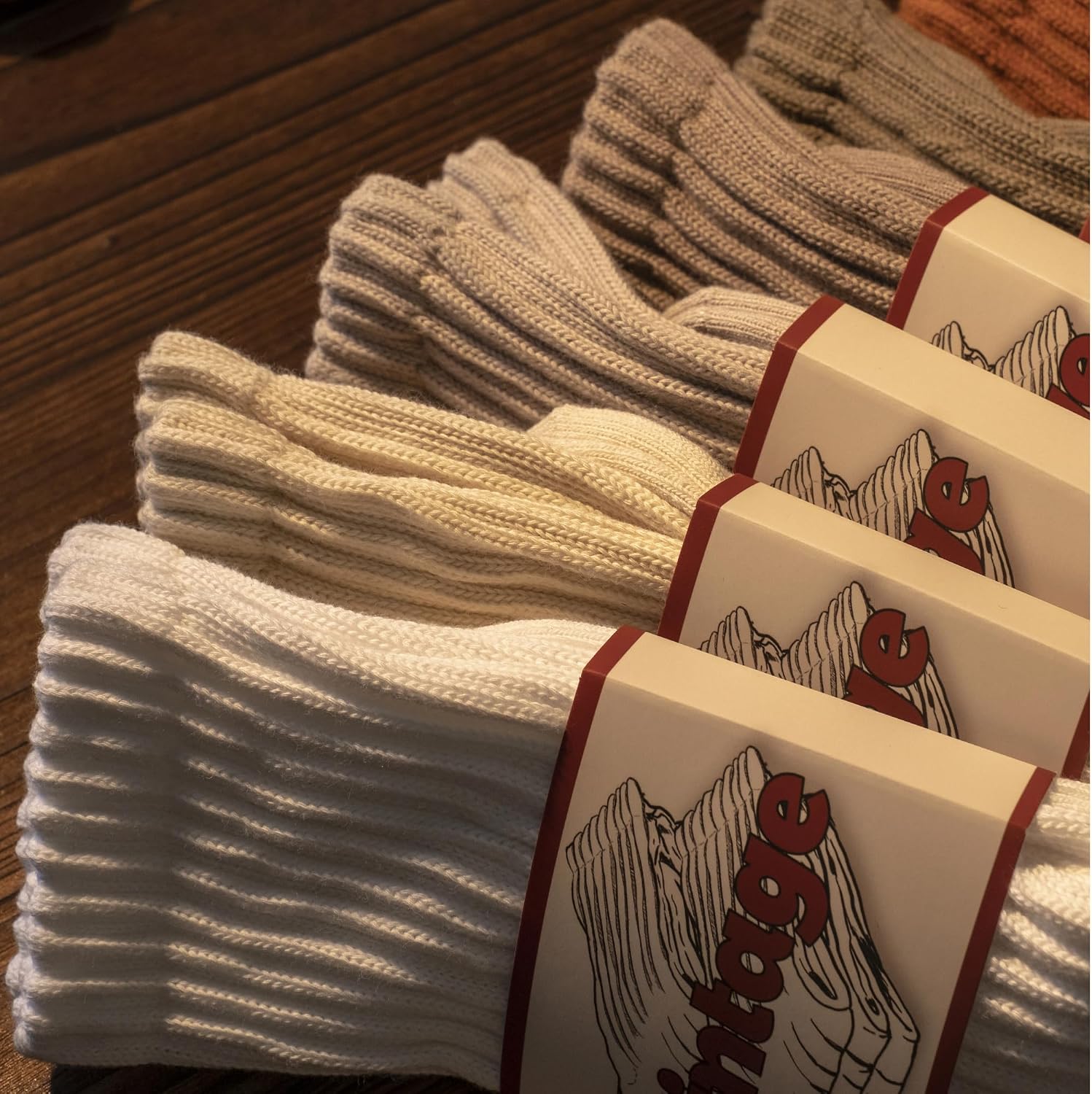 Detalle de DAUCO Cotton Crew Socks, 4 Pairs, 98% Cotton, Seamless Toe, Slouchy Fit