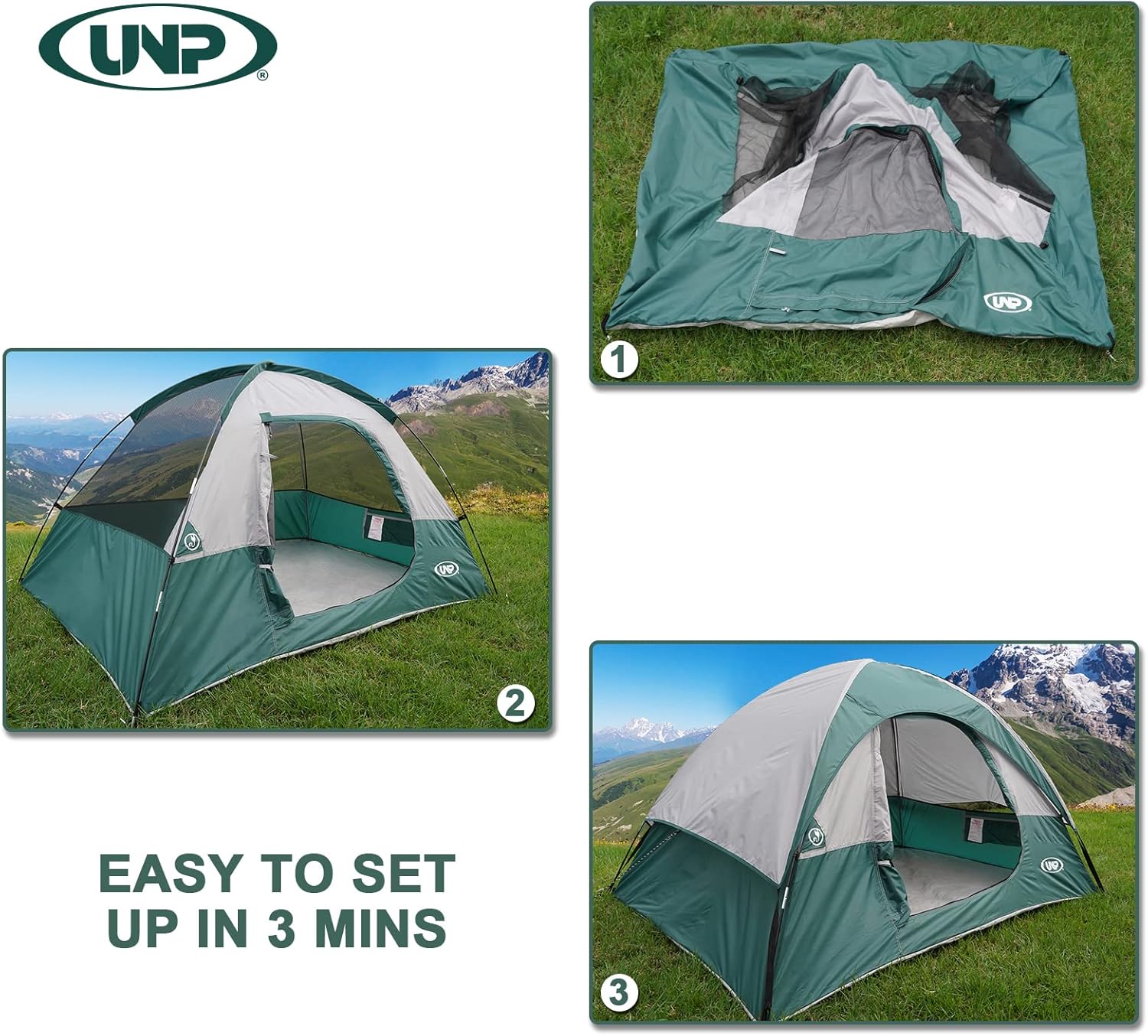 Thumbnail 4 de UNP Tente de Camping 2-3 Places, Ultra Léger et Coupe-Vent, Imperméable avec Rainfly