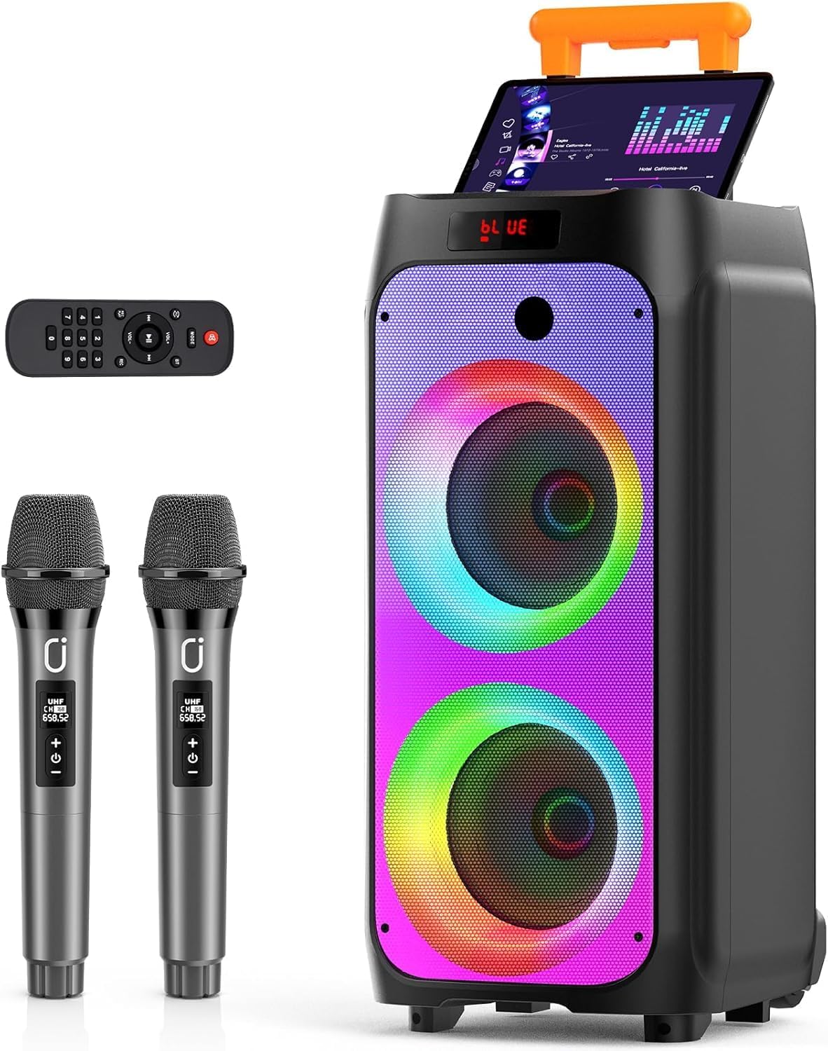 Detalle de JYX Karaoke: Sistema PA portatile con 2 microfoni wireless, 800W e luci RGB