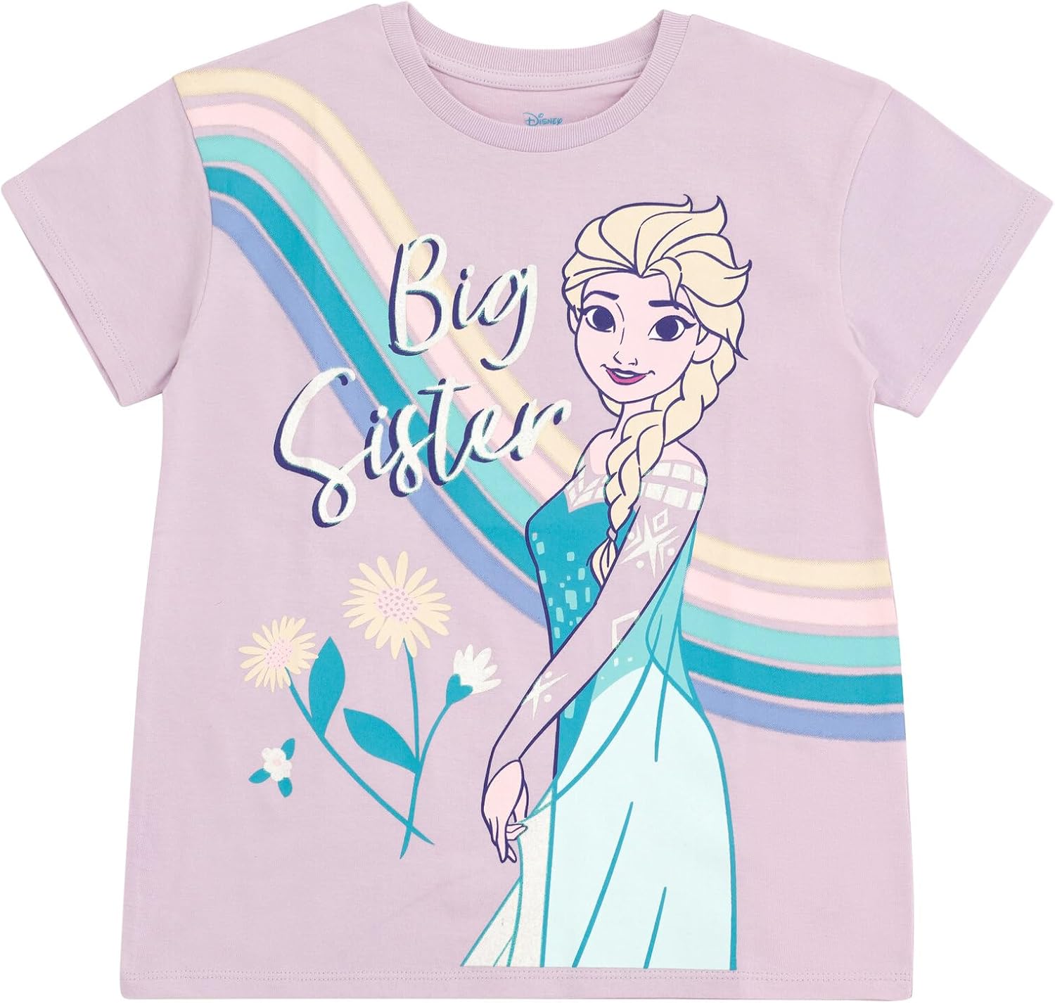 Detalle de Disney P-B4T1263MM Elsa Short-Sleeve Graphic T-Shirt for Girls, Glitter Design