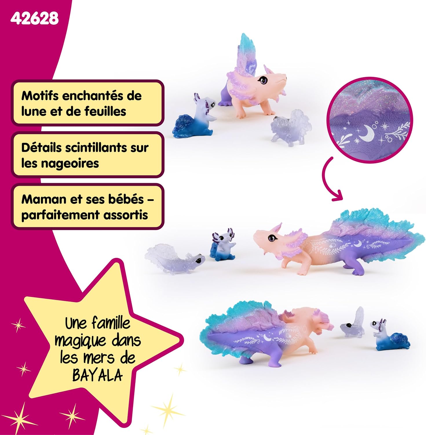 Detalle 1 de Schleich BAYALA Axolotl Maman et Bébés 42628 🐟