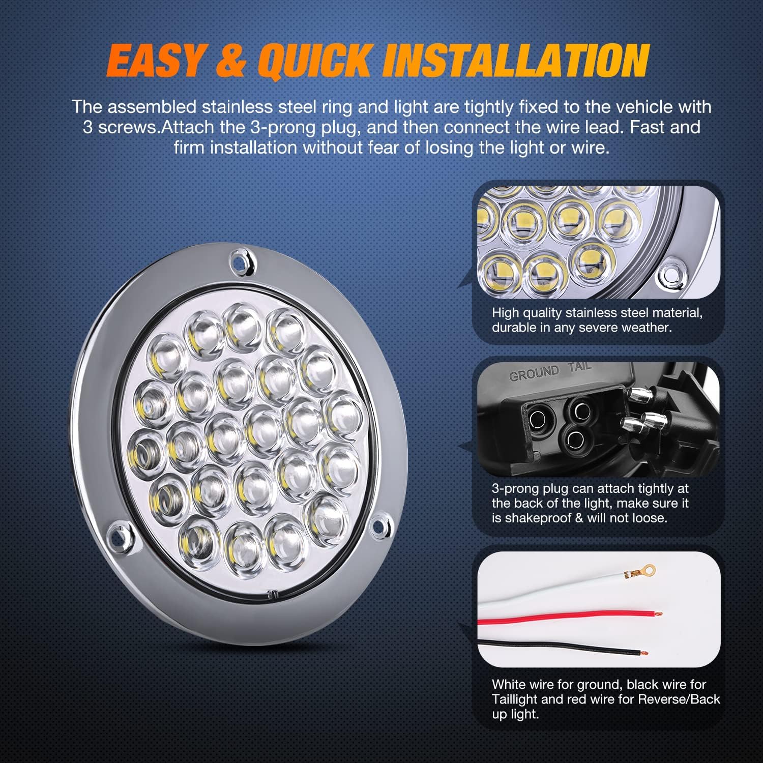Thumbnail 4 de Nilight 4 Inch Round Trailer Tail Light 24LED 🚚