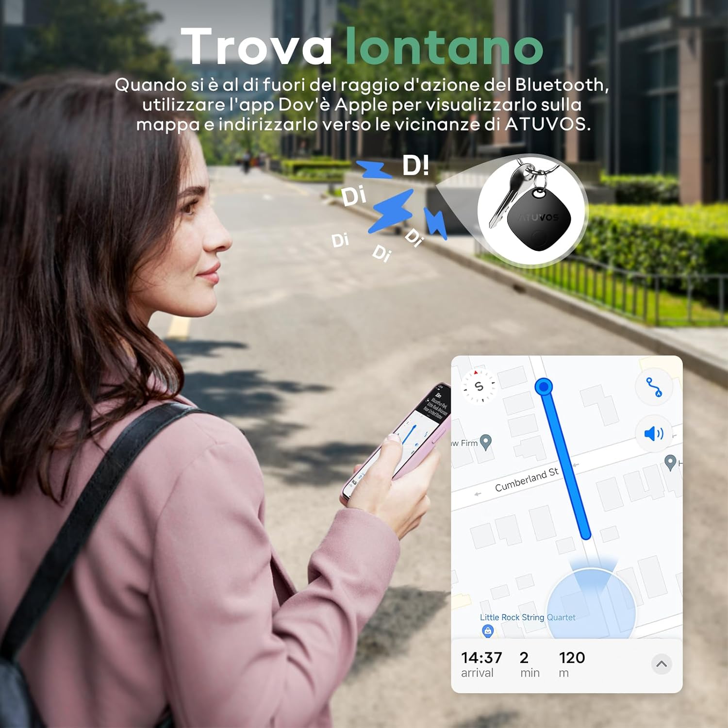 Detalle 2 de ATUVOS Air Tag Smart Tracker 4 pezzi Nero