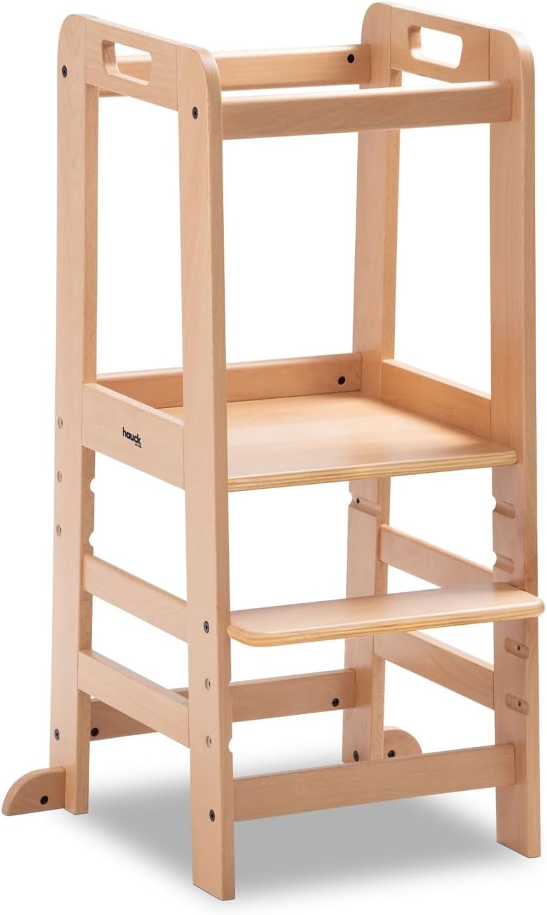 Detalle de Hauck Learn N Explore inlärningstorn i FSC® Mix-bokträ med tre höjdlägen