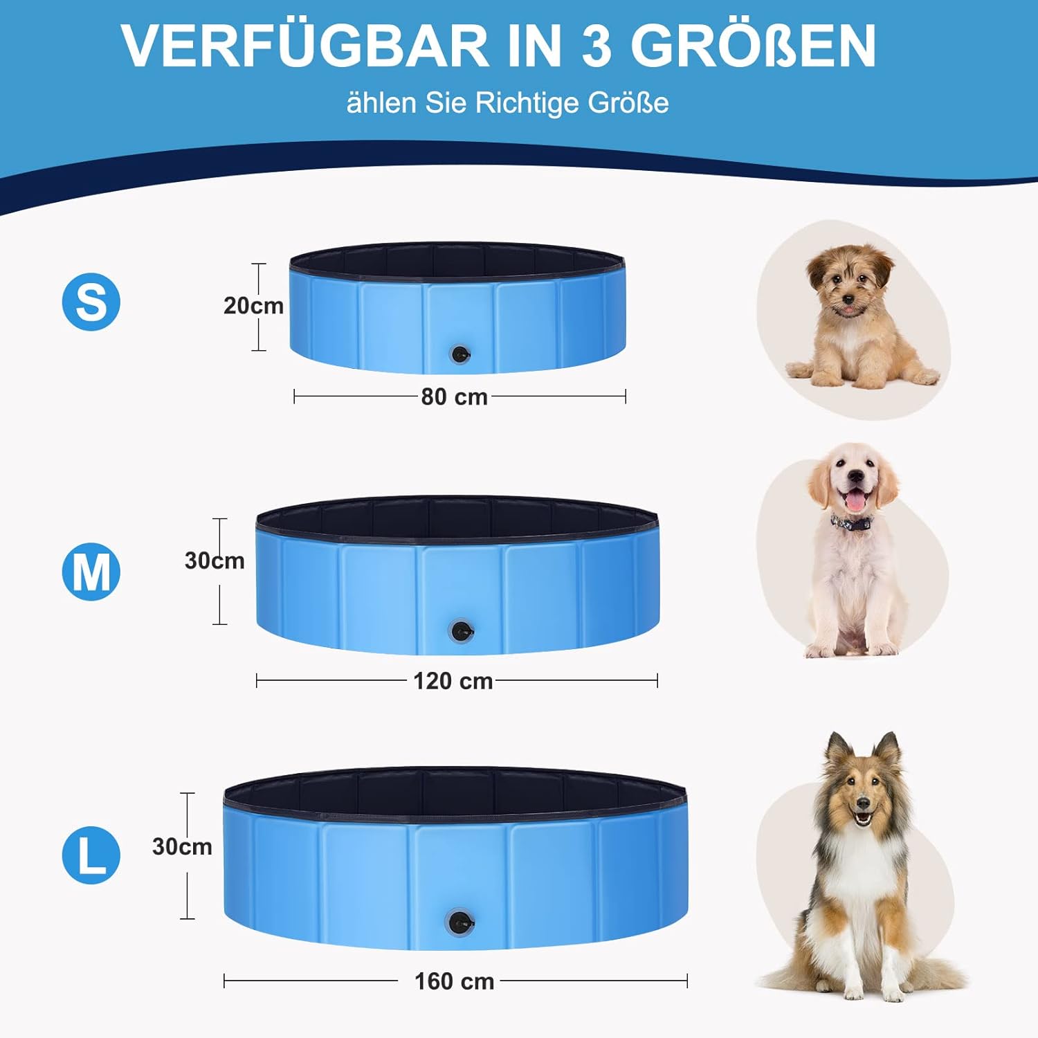 Thumbnail 1 de Ezilif Hundepool XXL – Faltbarer, rutschfester Planschbecken für Hunde (120 x 30 cm)
