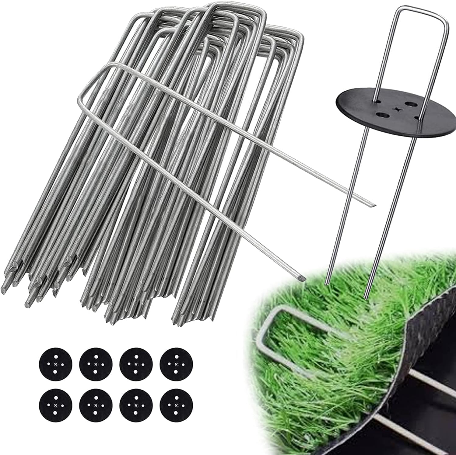 Thumbnail 6 de Ediesi Weed Membrane Pegs – 100 Pcs + 16 Buffer Washers for Garden, Artificial Grass and Outdoor Fixing