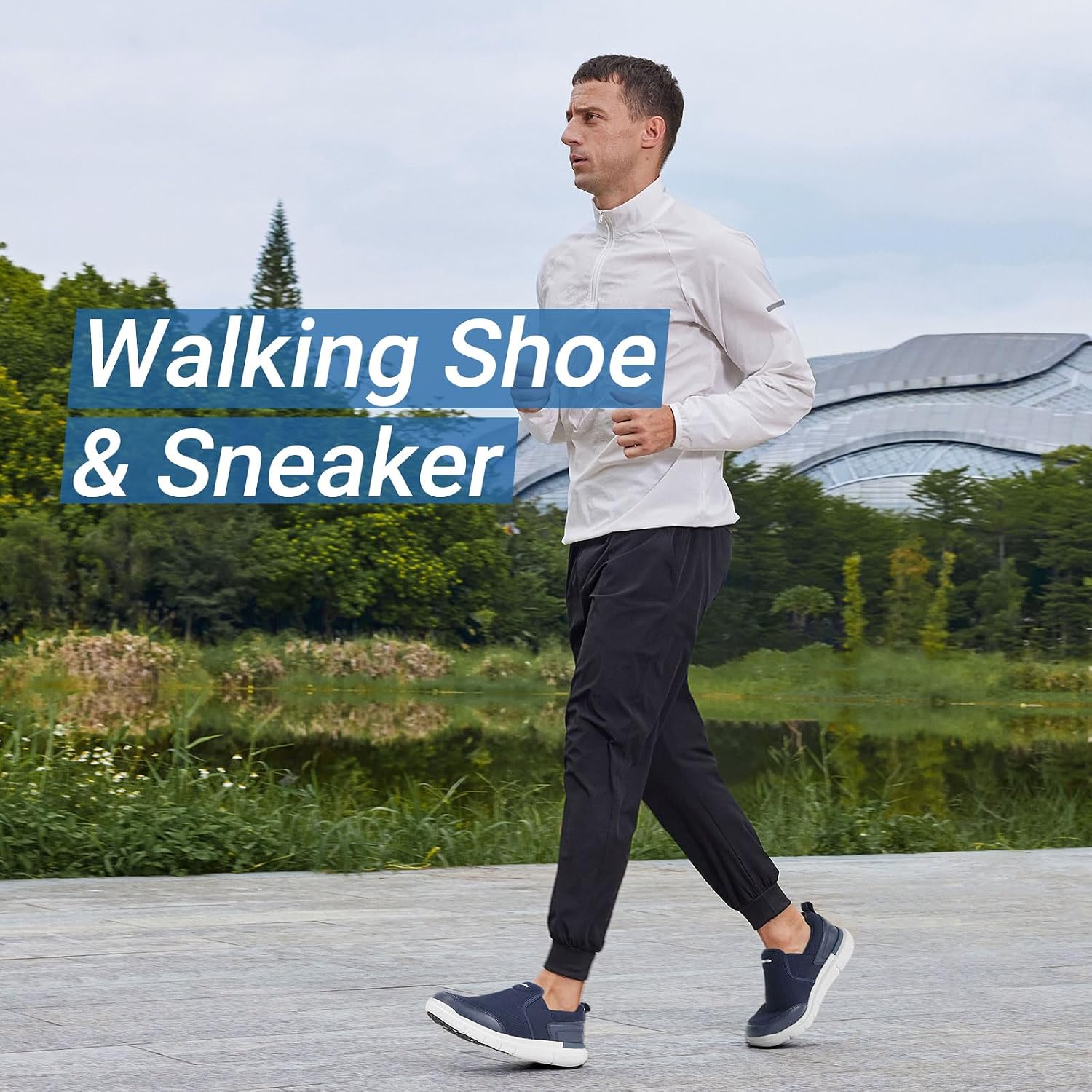 Detalle de FitVille Scarpe Uomo Slip-on antiscivolo per camminata, comode e traspiranti a pianta larga