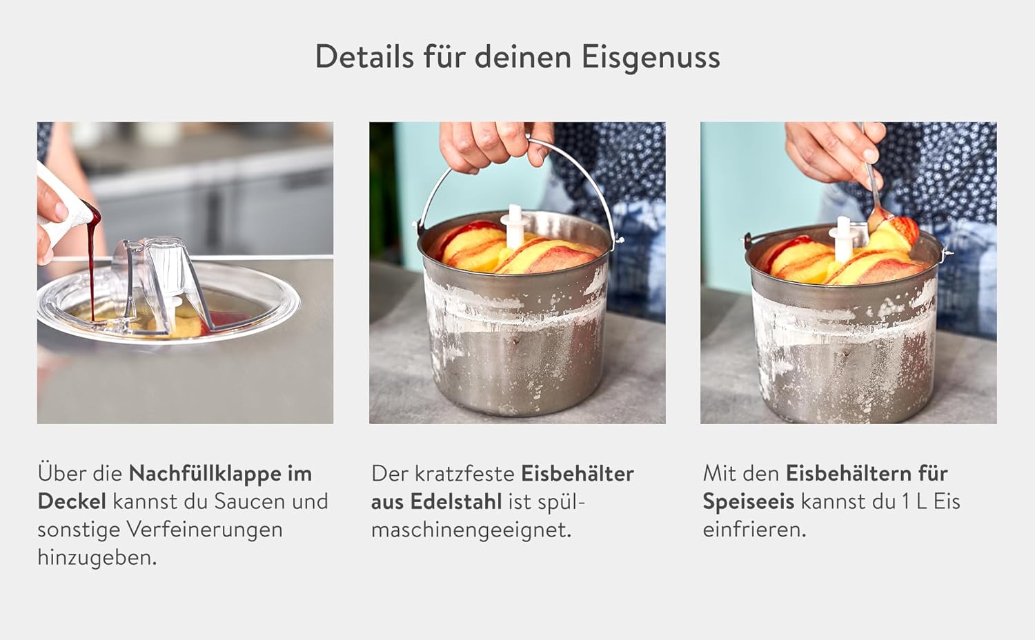 Detalle de SPRINGLANE Elisa 2,0 L: 2-in-1 Eismaschine & Joghurtbereiter mit selbstkühlendem Kompressor und Heizfunktion