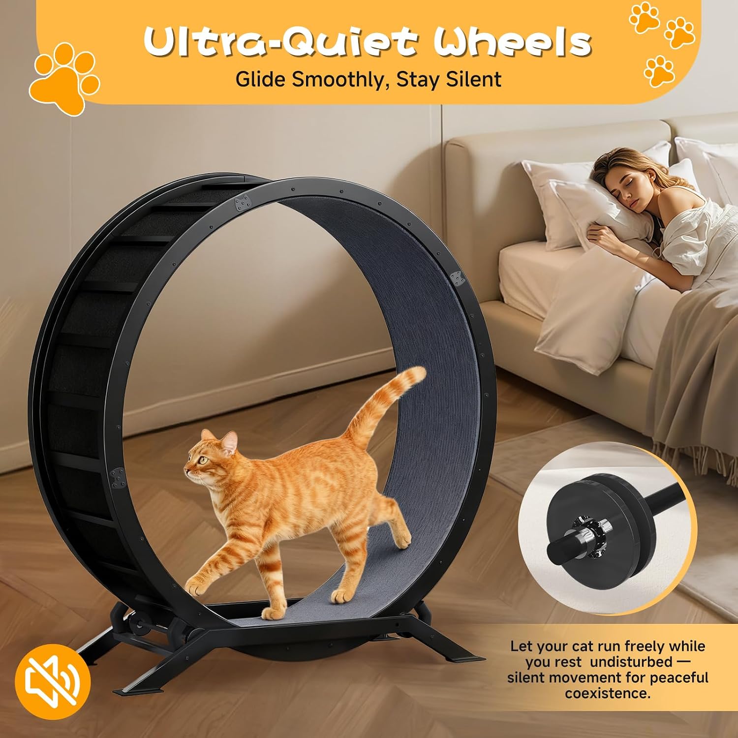 Detalle 2 de GTPLAYER PET-CEW 40-Inch Cat Exercise Wheel, Metal Frame, Detachable Carpet