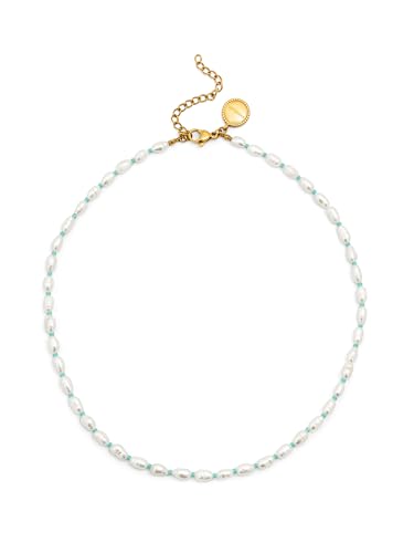 Thumbnail 4 de Collar Pompeya Turquesa SINGULARU: acero bañado en oro 18 Kt con perla cultivada y detalle turquesa