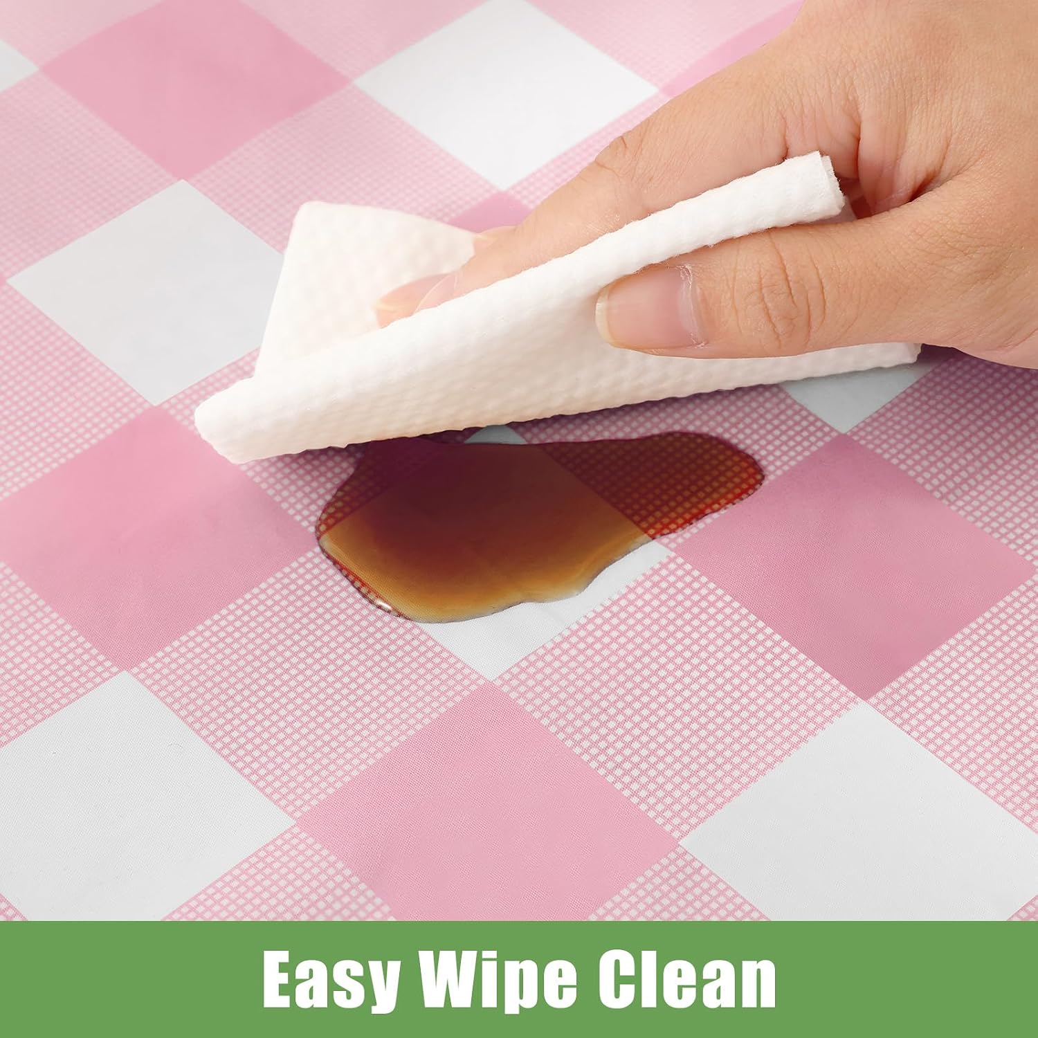 Detalle de Smiry 6-Pack Pink Gingham Disposable Tablecloths (54" x 108")