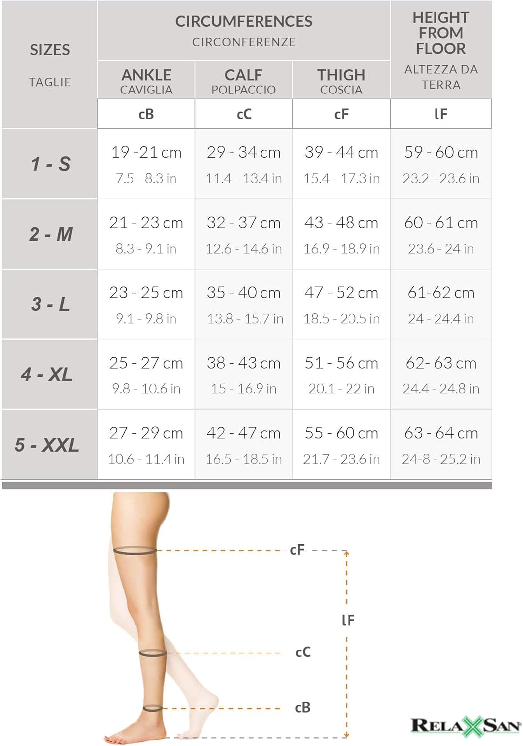 Thumbnail 1 de Relaxsan M2170A Beige 4-XL — bas autofixants de contention classe 2 (23-32 mmHg) en microfibre, pied ouvert