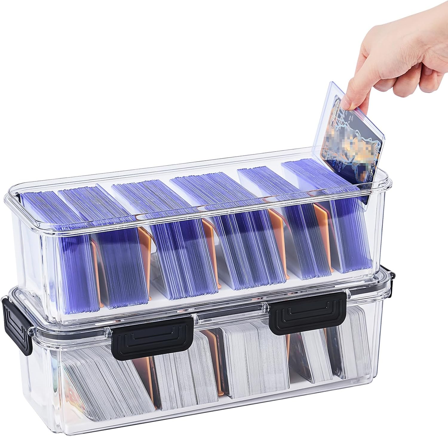 Thumbnail 6 de DEEIF Toploader Storage Box – 2-Pack, 165 Toploaders per Box, Clear 6-Latch Card Case with 5 Dividers