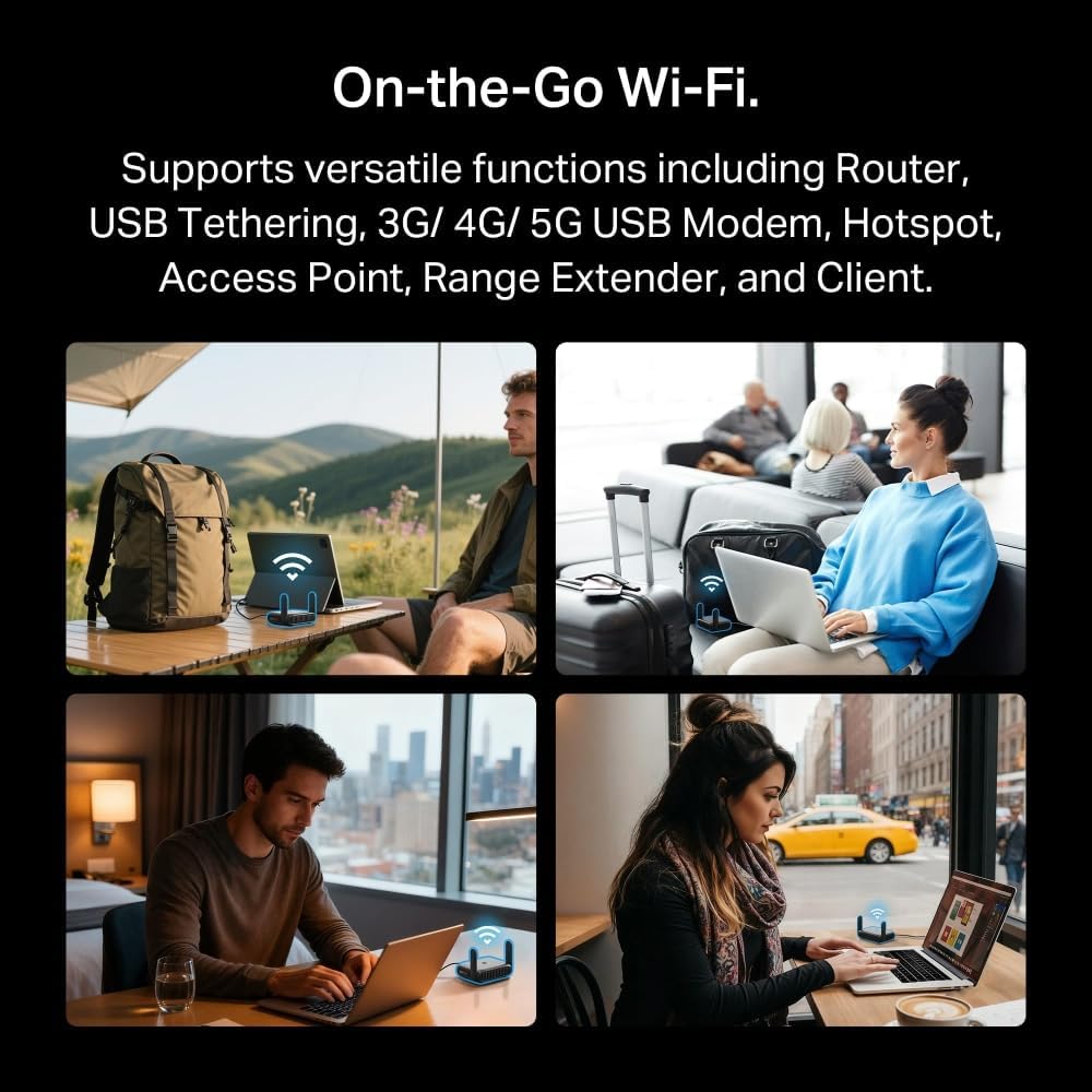Detalle de TP-Link TL-WR1512X – Wi‑Fi 6 Reise‑Router AX1500 mit Powerbank‑Betrieb, OpenVPN & USB 3.0